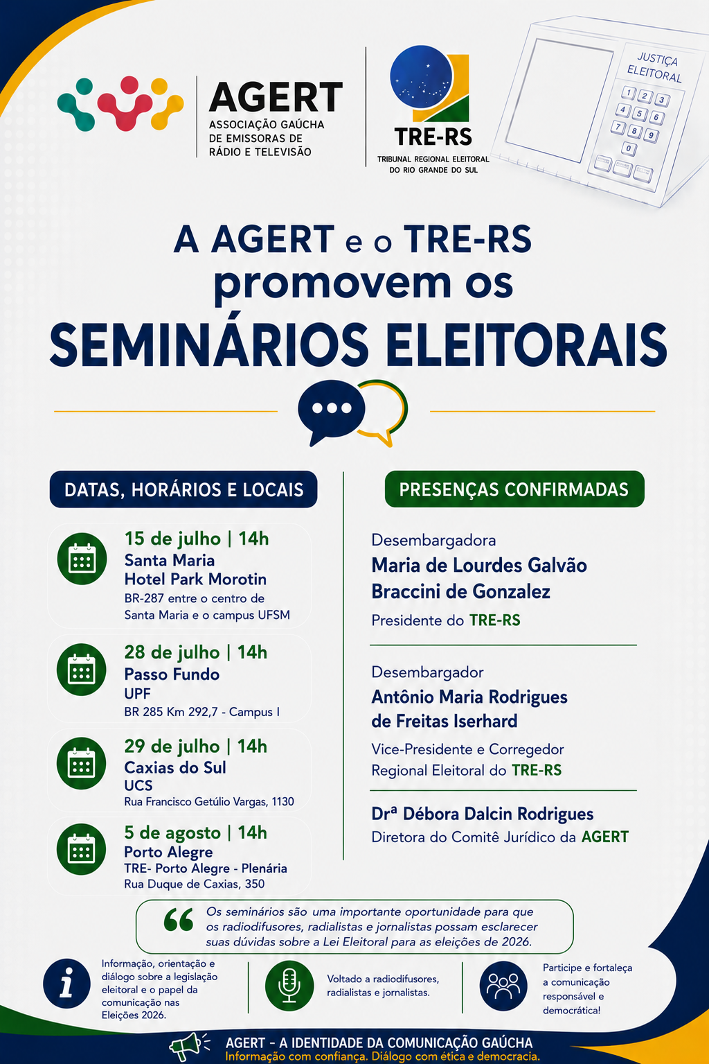 SEMINÁRIOS ELEITORAIS AGERT - 2026 - data antiga