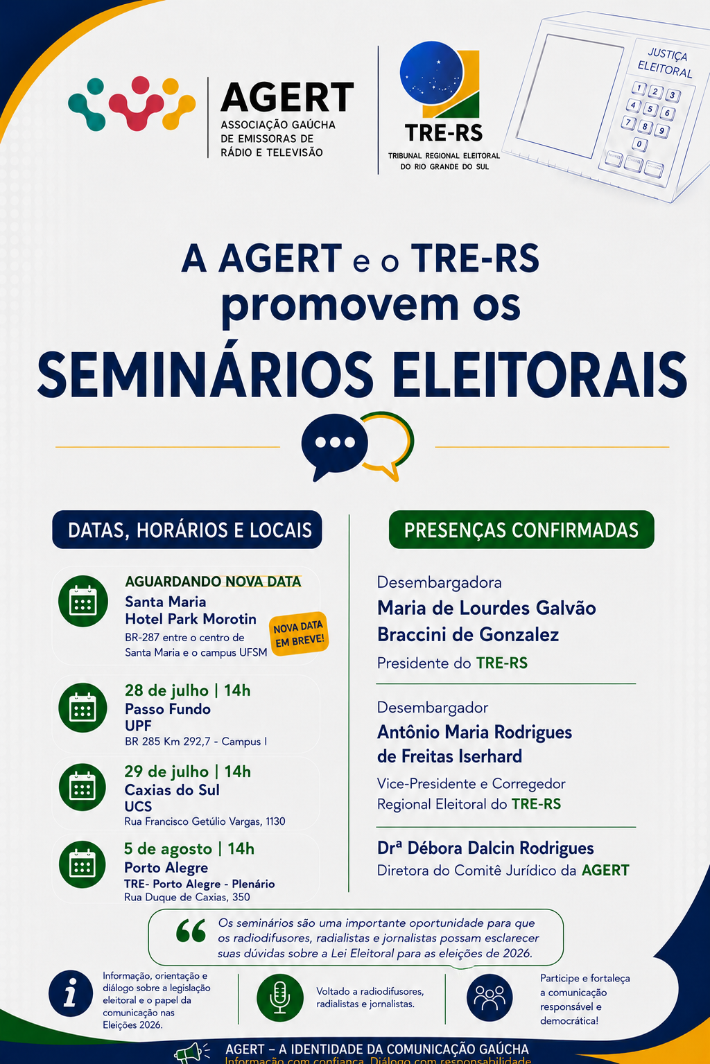 SEMINÁRIO ELEITORAL AGERT 2026 - AVISO SANTA MARIA